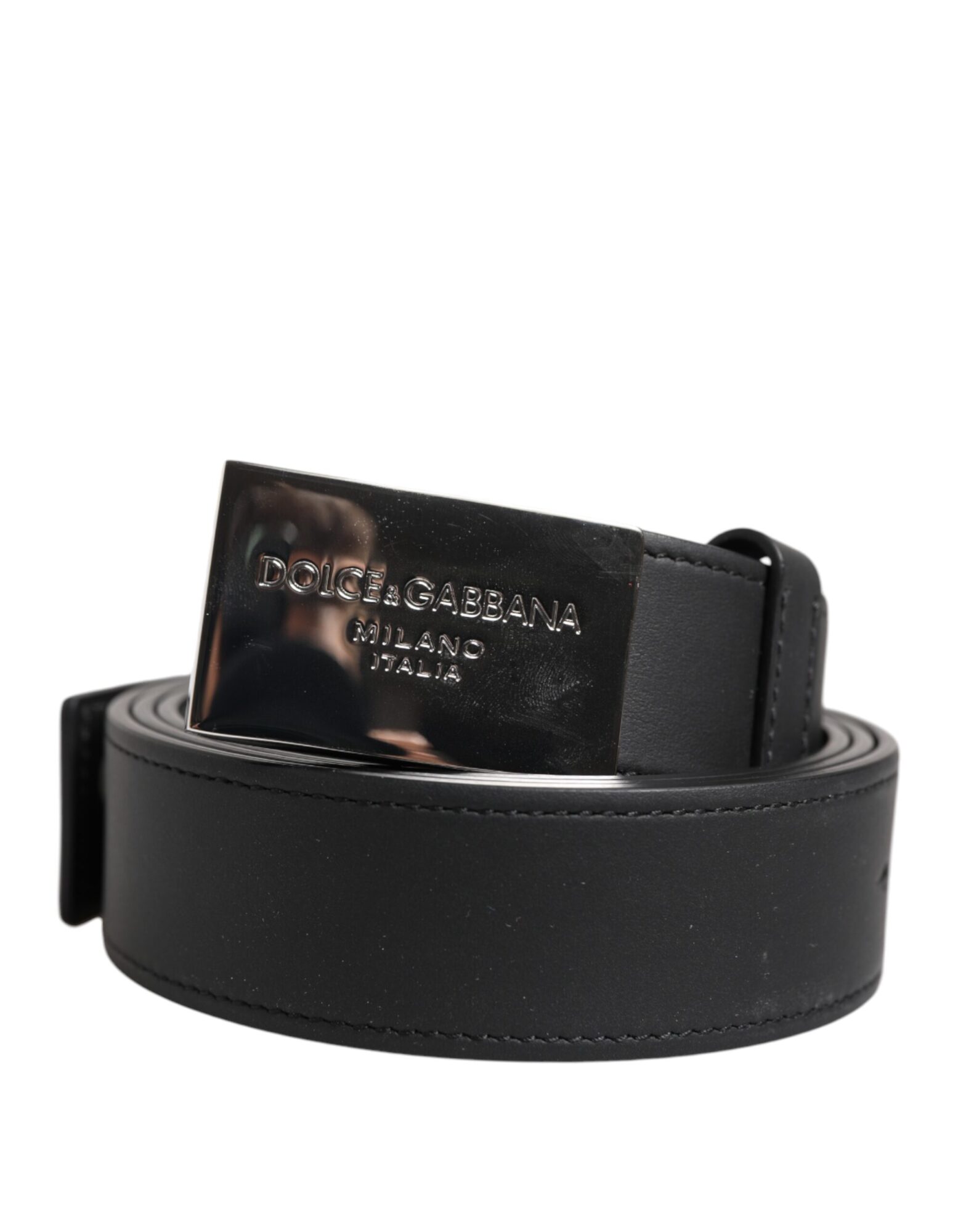 Dolce & Gabbana - Black Leather Classic Metal Logo Buckle Belt