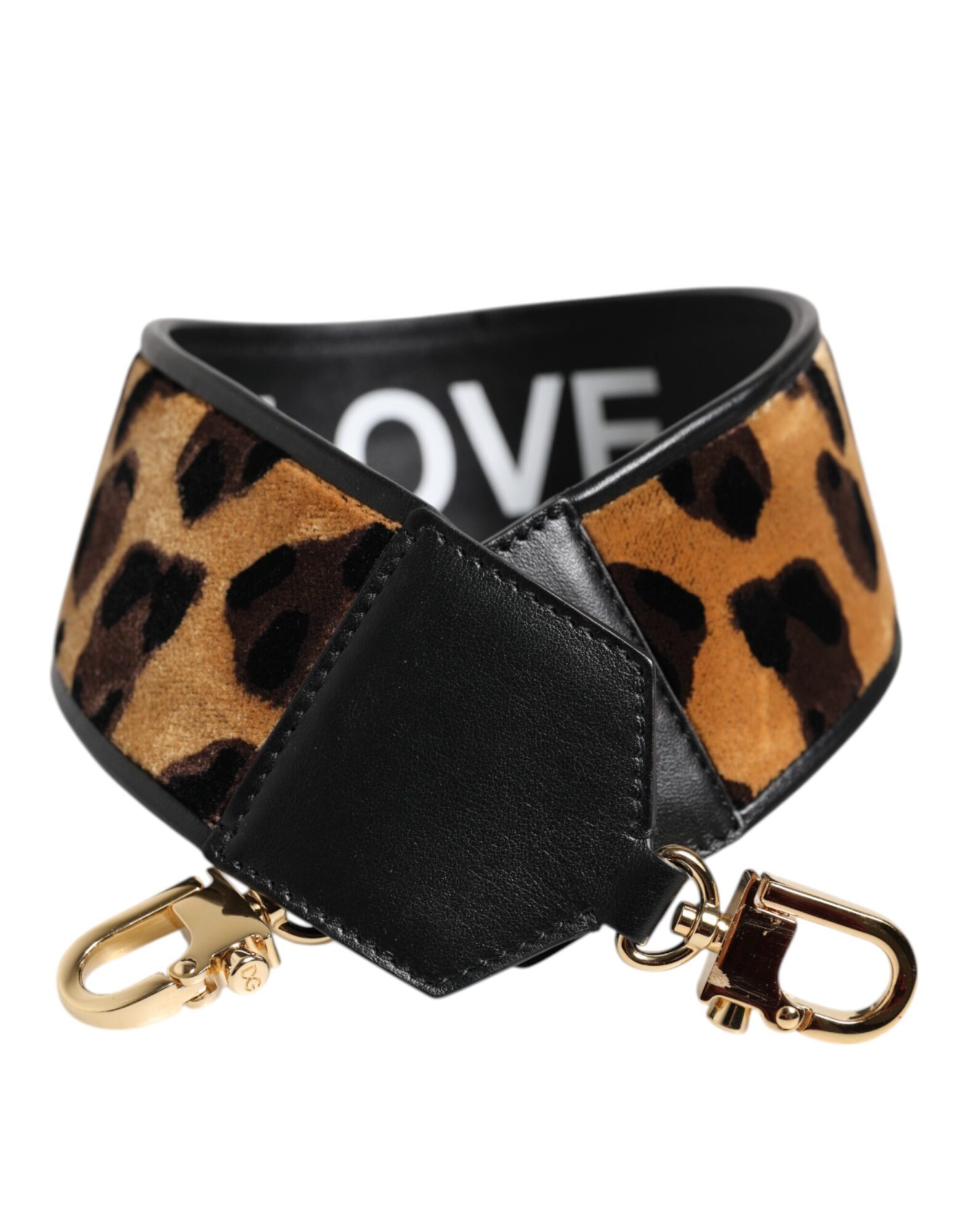 Dolce & Gabbana - Black Leopard Print Reversible Bag Shoulder Strap