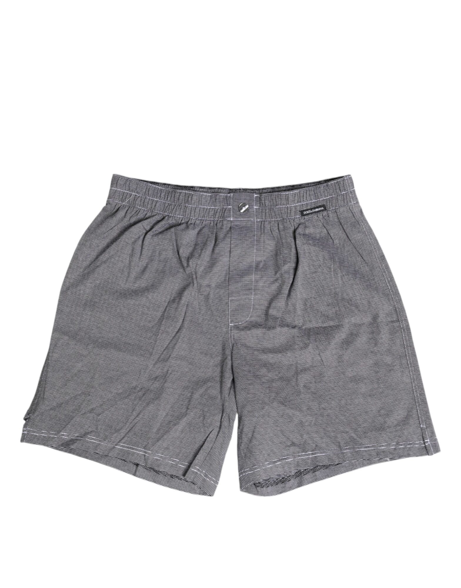Dolce & Gabbana - Gray Striped Cotton Regular Boxer Underwear