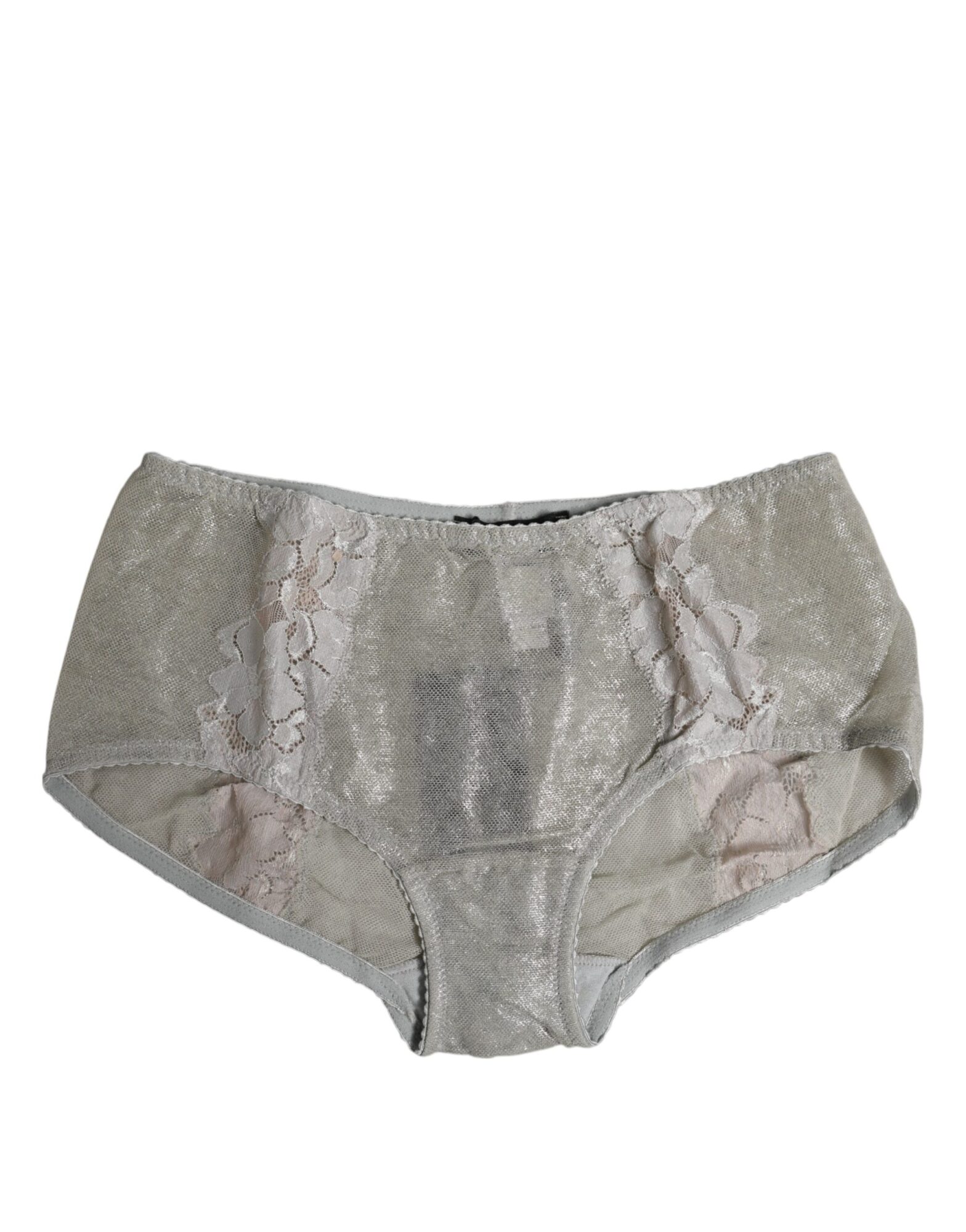 Dolce & Gabbana - Gray Cotton Floral Lace High Waist Panty Underwear