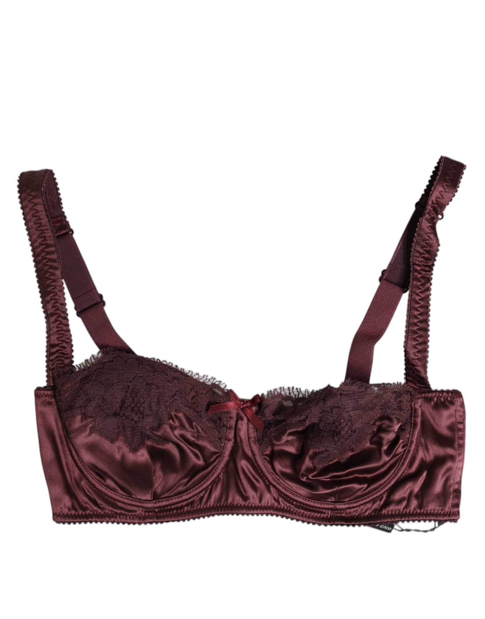 Dolce & Gabbana - Burgundy Silk Underwired Balconette Bra Underwear