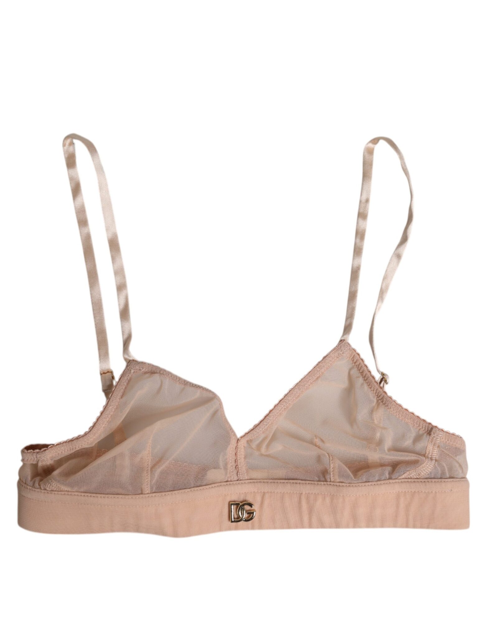 Dolce & Gabbana - Powder Pink Nylon DG Logo Non Wire Bra Underwear