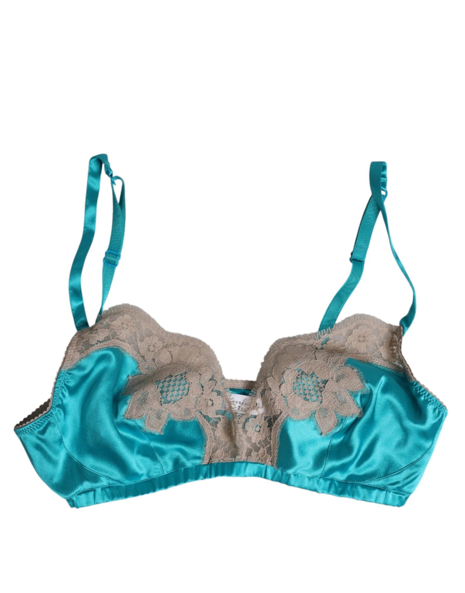 Dolce & Gabbana - Green Floral Lace Silk Non Wire Bra Underwear