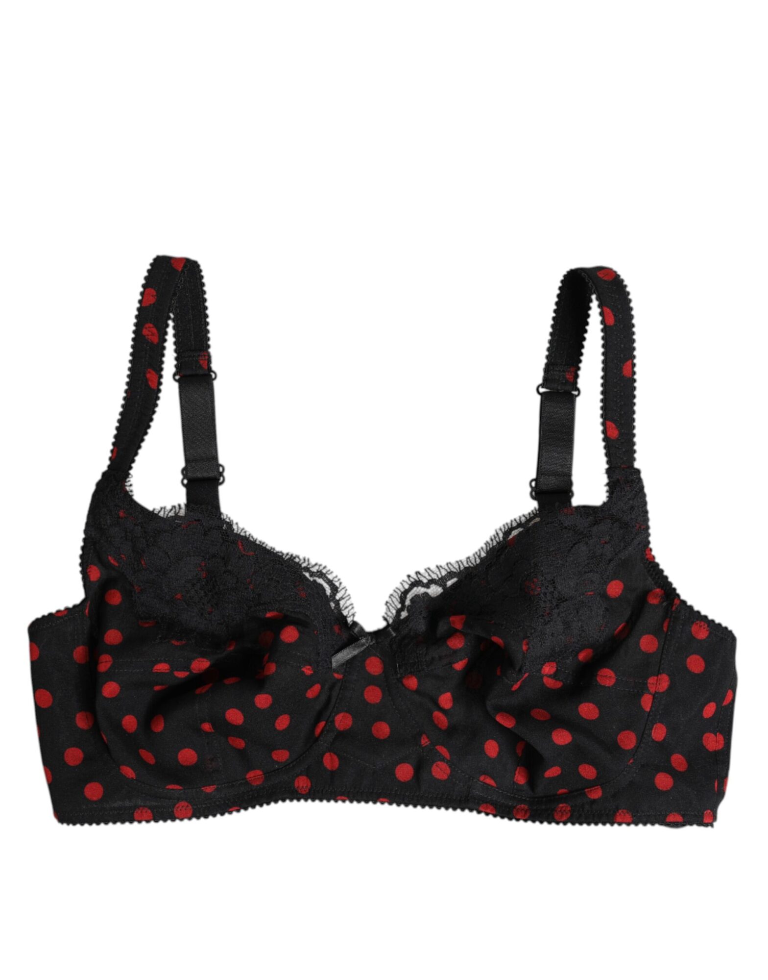 Dolce & Gabbana - Black Red Polka Dot Underwired Balconette Underwear
