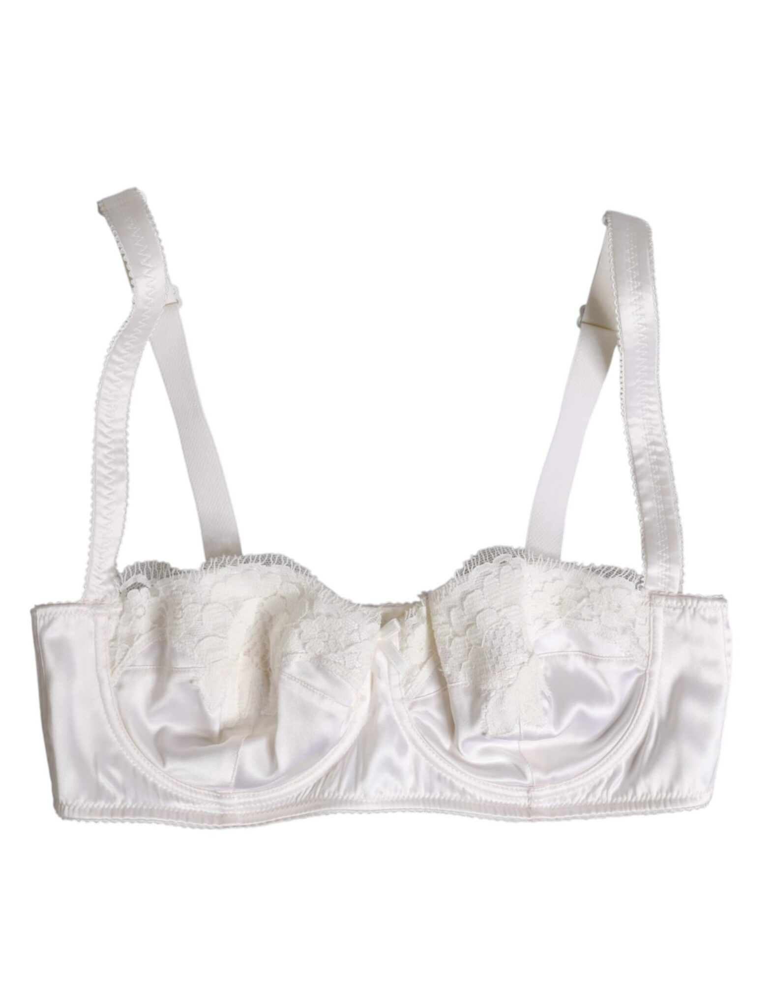 Dolce & Gabbana - White Silk Underwired Balconette Bra Underwear