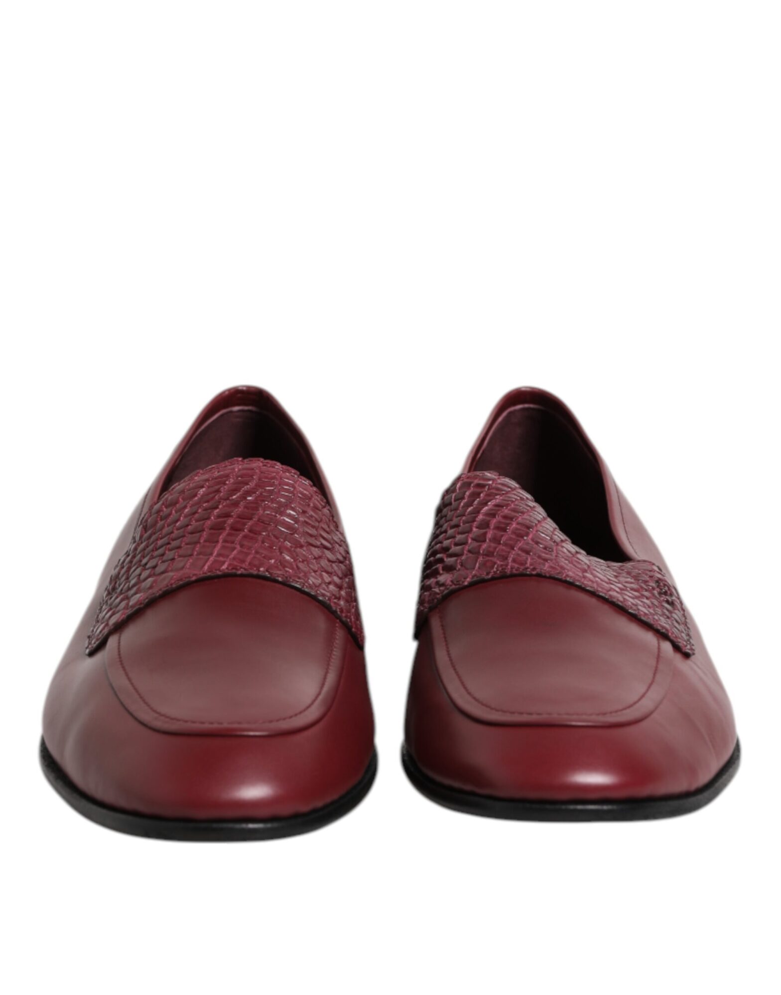 Dolce & Gabbana - Burgundy Calfskin Leather Formal Slip On Shoes