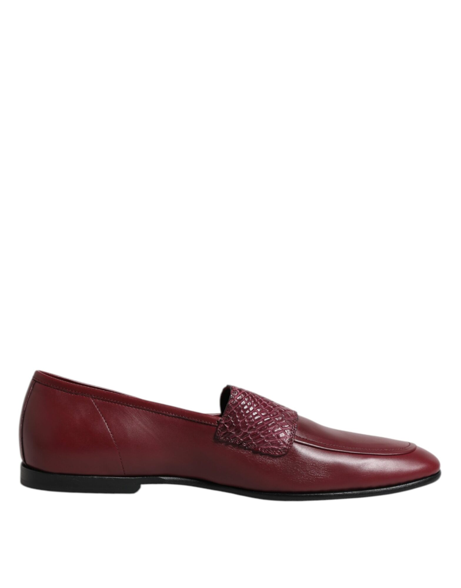 Dolce & Gabbana - Burgundy Calfskin Leather Formal Slip On Shoes