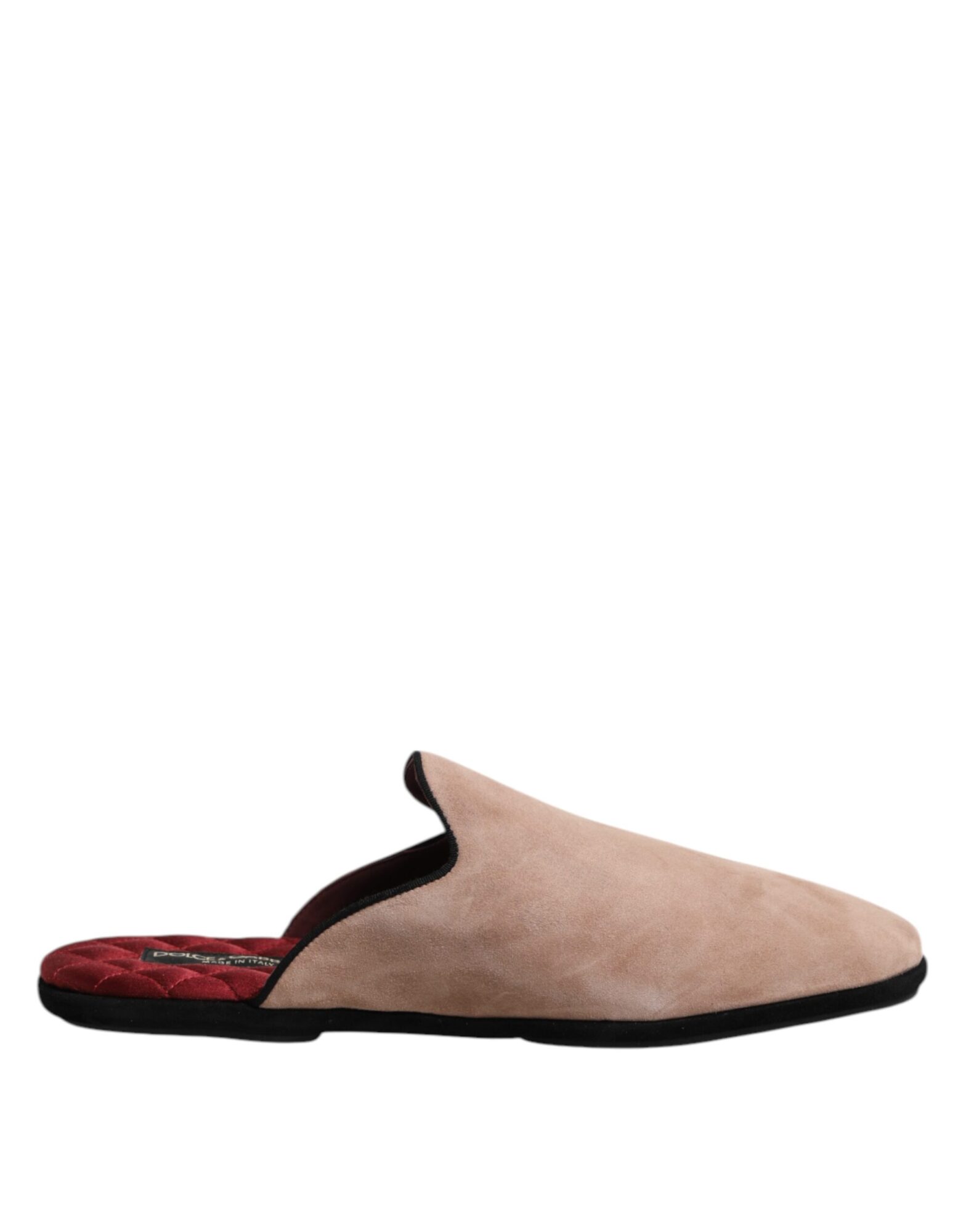 Dolce & Gabbana - Beige Capra Suede Slides Flat Slipper Shoes