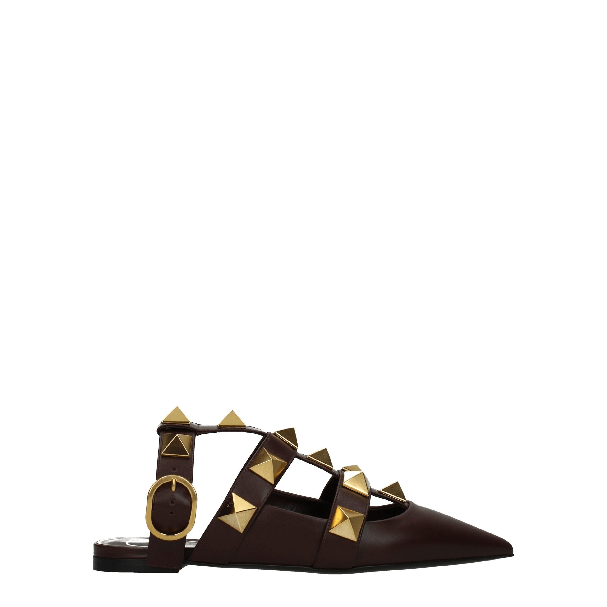 Valentino Garavani - Brown Leather Flat Sandals