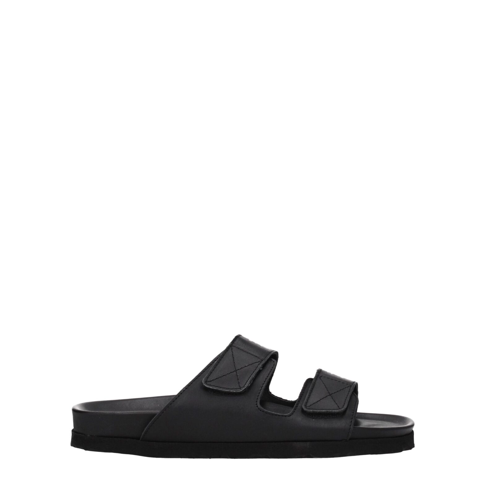 Palm Angels - Black Leather Slippers Sandals
