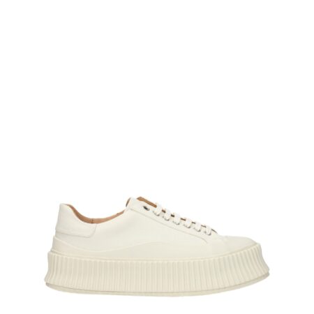 White Fabric Platform Sneakers
