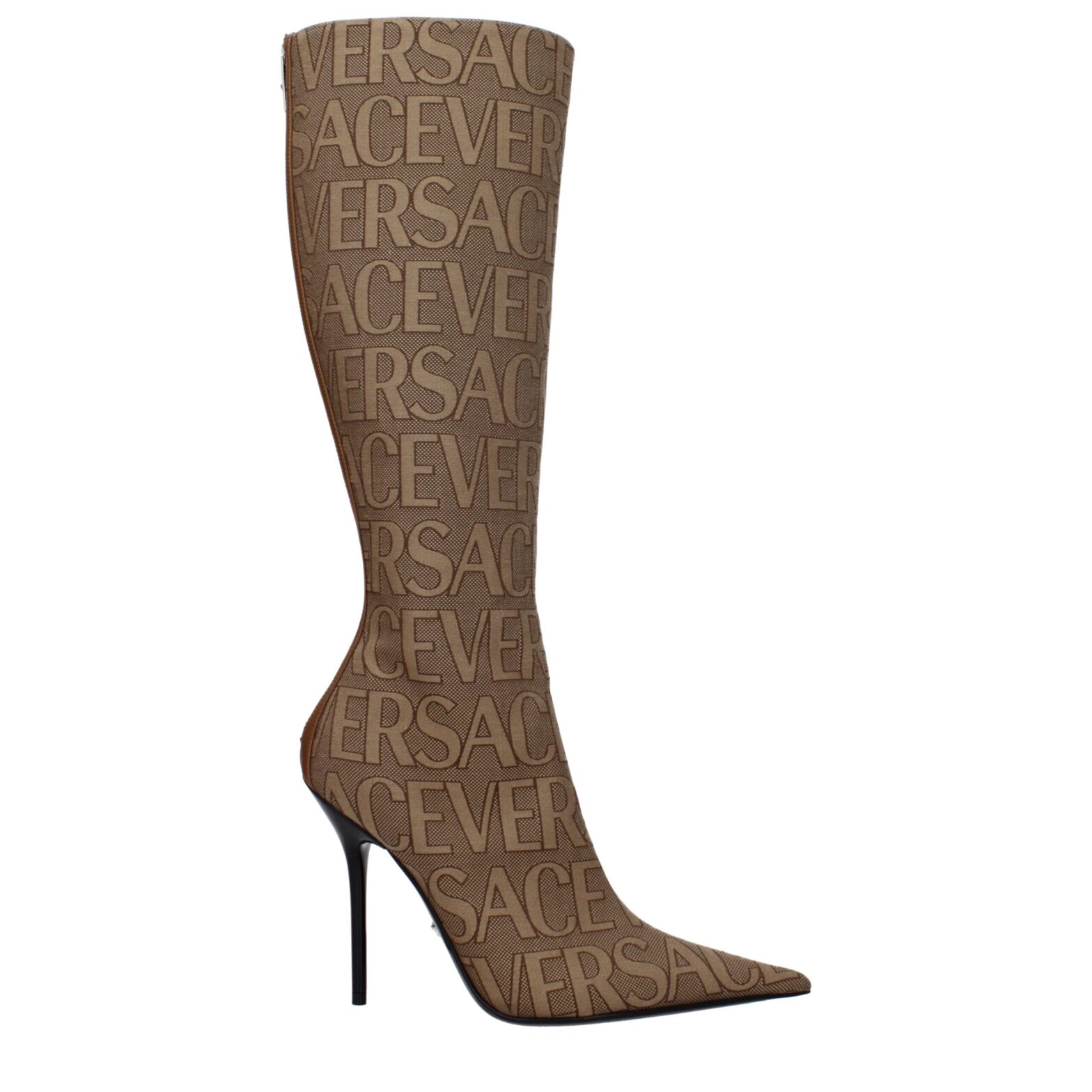 Versace - Beige Fabric High Heel Boots