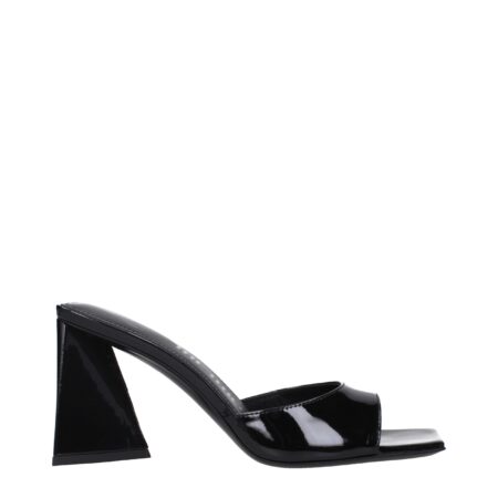 Black Leather Stiletto Heels Sandals