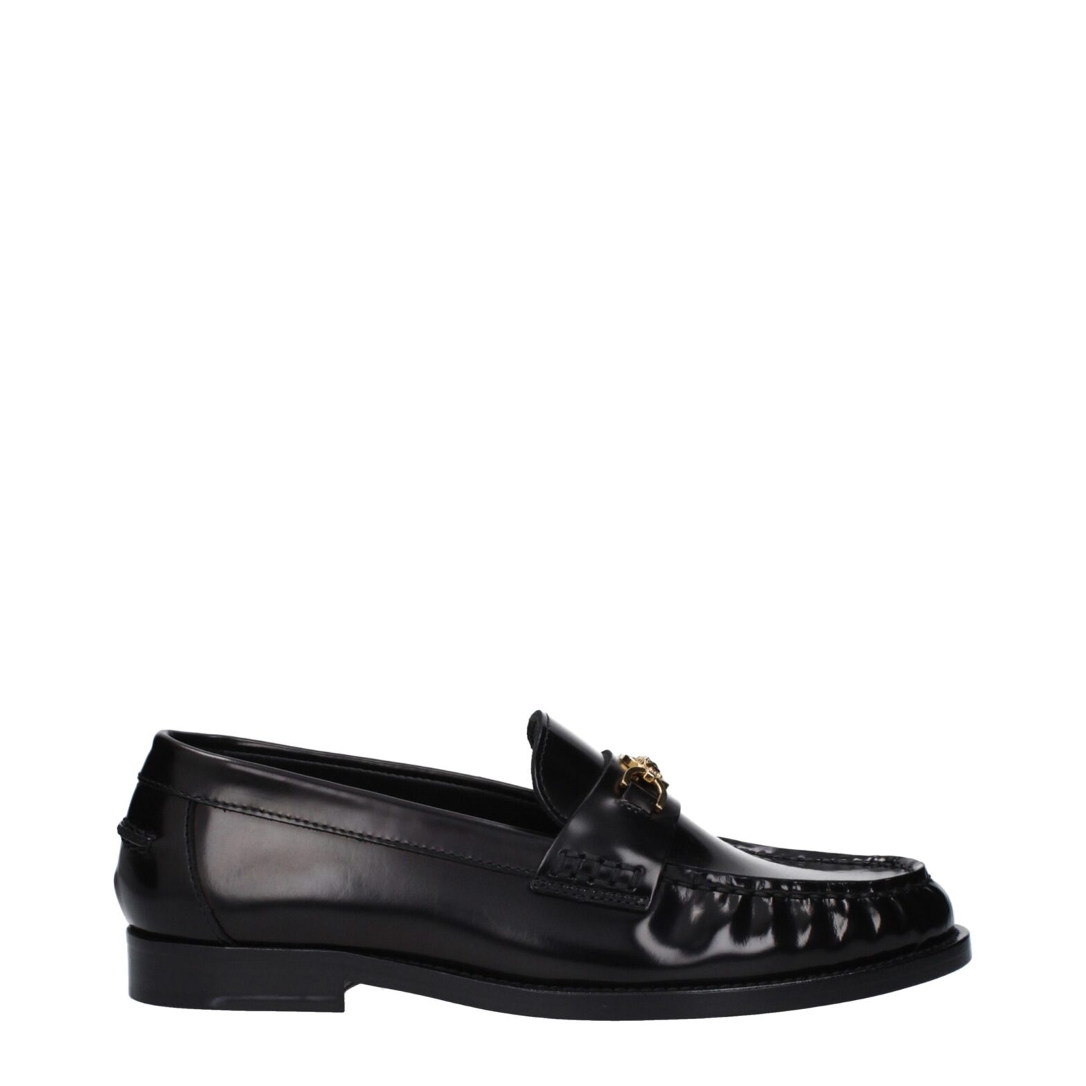 Versace - Black Leather Slip-On Loafers