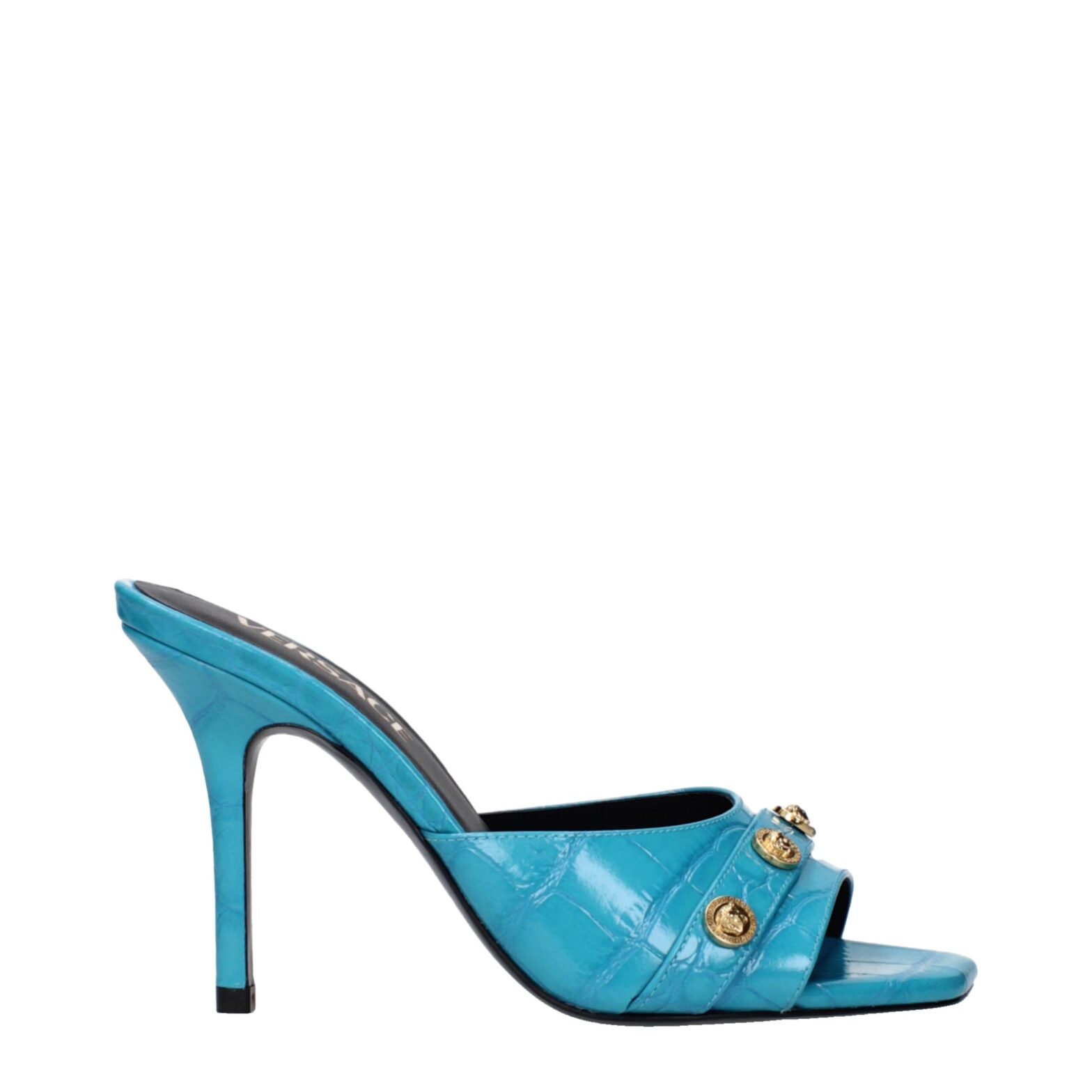 Versace - Light Blue Leather Stiletto Heels Sandals
