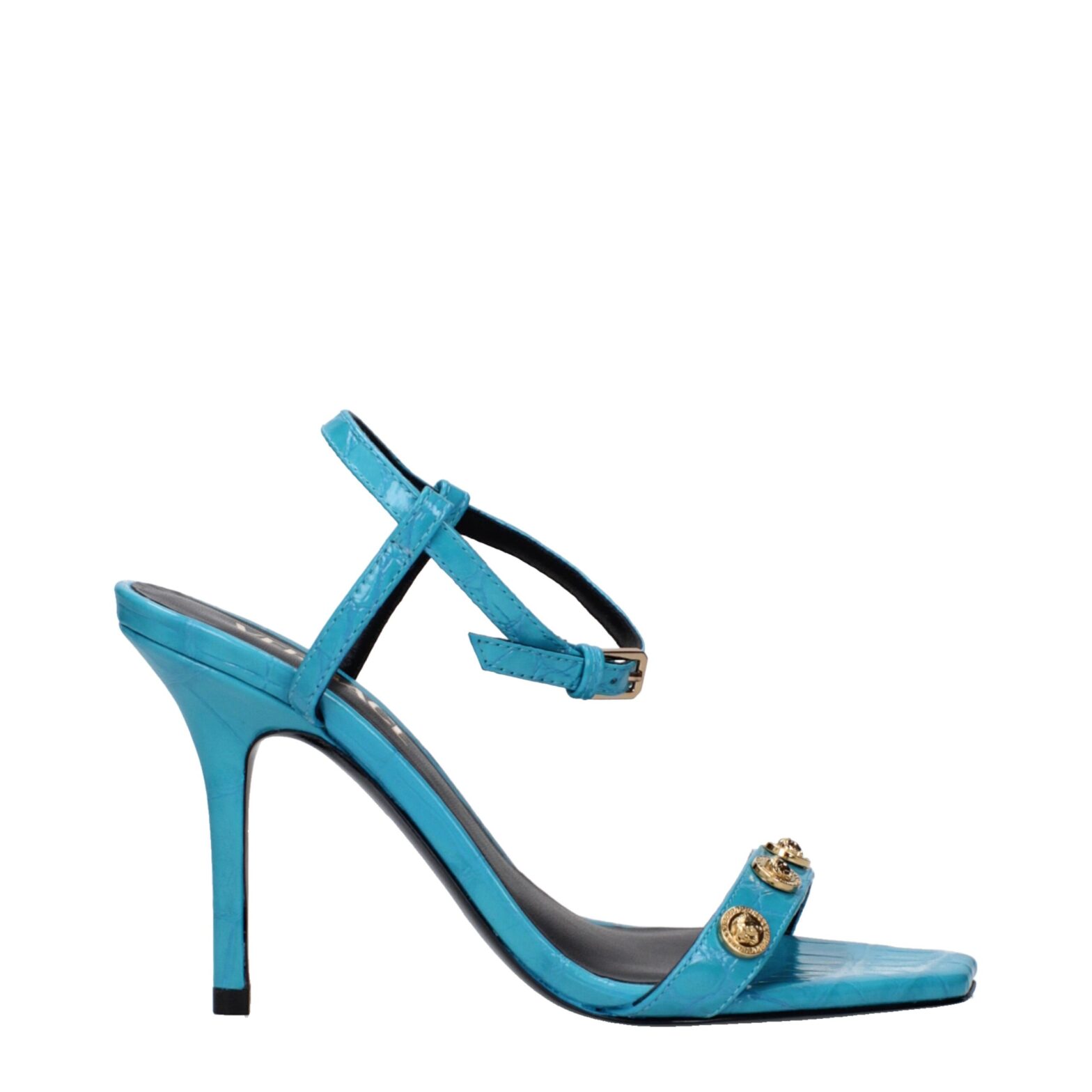 Versace - Blue Leather Stiletto Heels Sandals