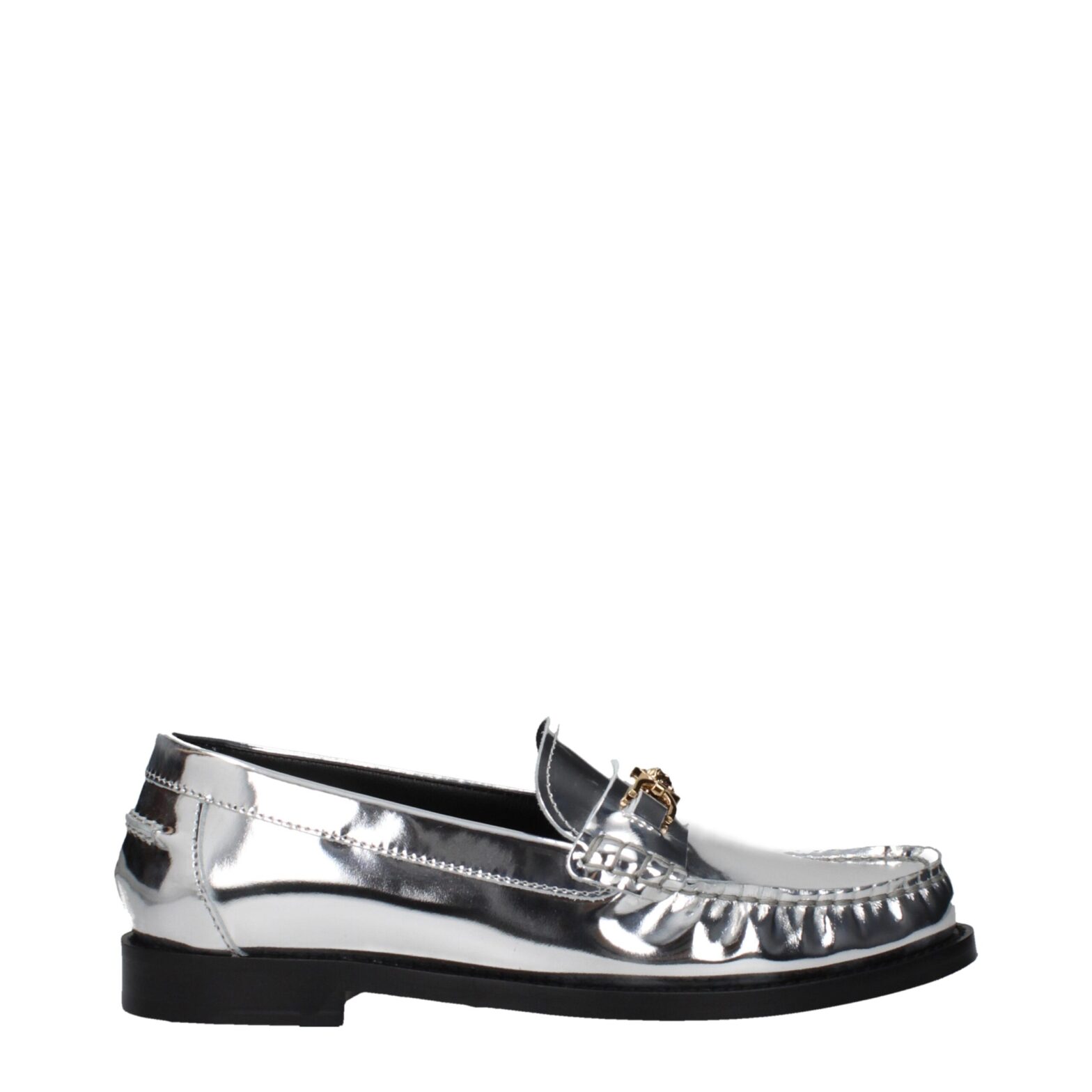 Versace - Gray Leather Slip-On Loafers