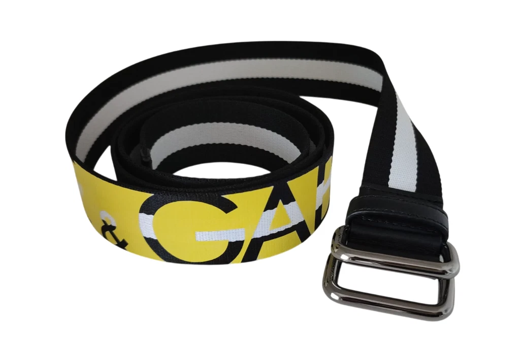 Dolce & Gabbana - Black Yellow Logo Striped Metal Buckle Belt