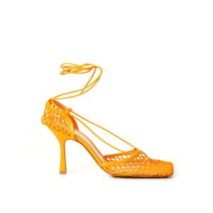 Orange Fabric And Leather Sandal