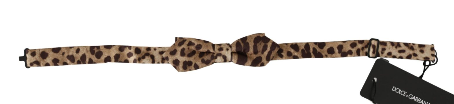 Dolce & Gabbana - Brown Leopard Silk Adjustable Neck Papillon Men Bow Tie