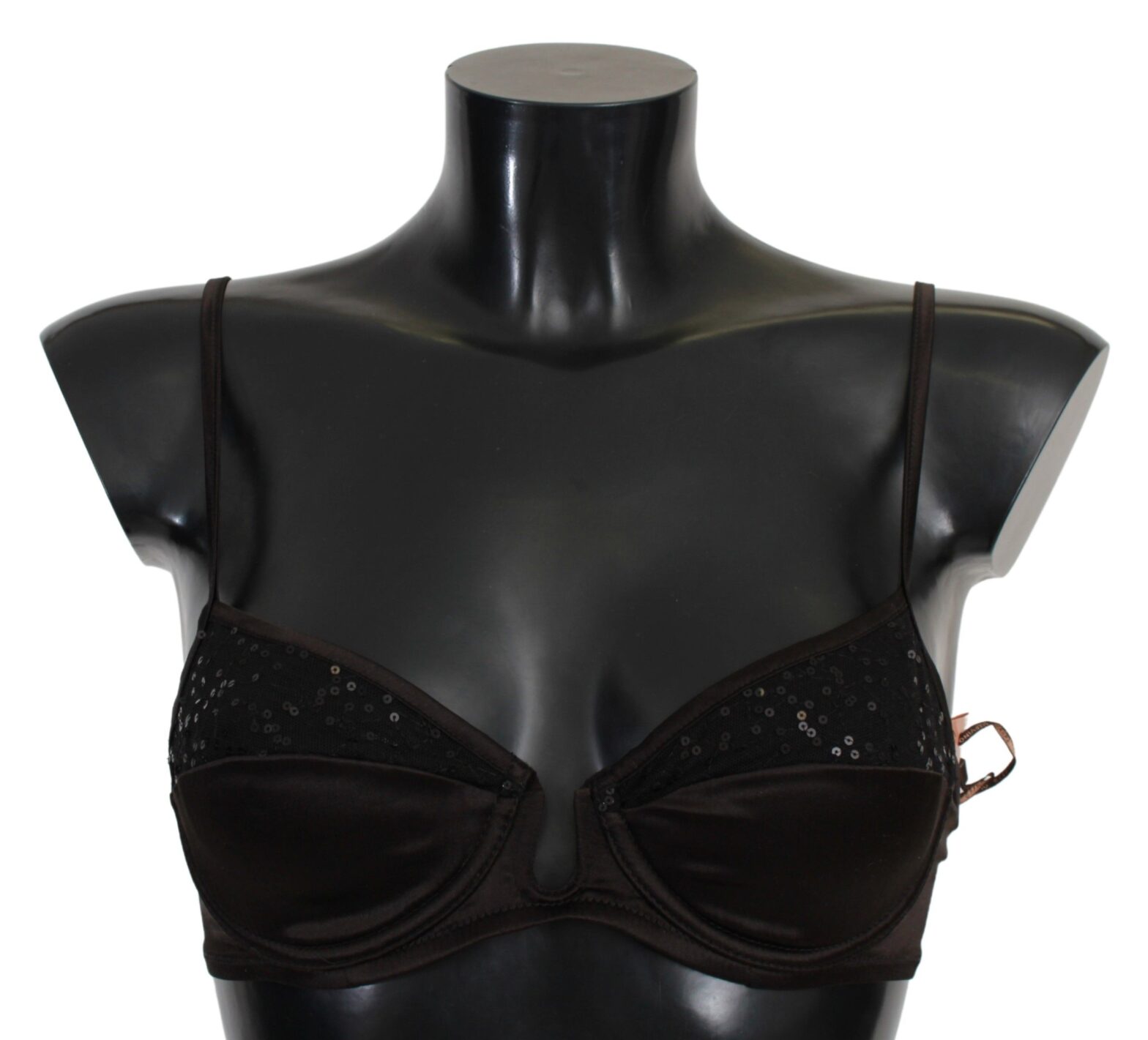 Ermanno Scervino - Brown Sequined Balconcino Bra Underwear