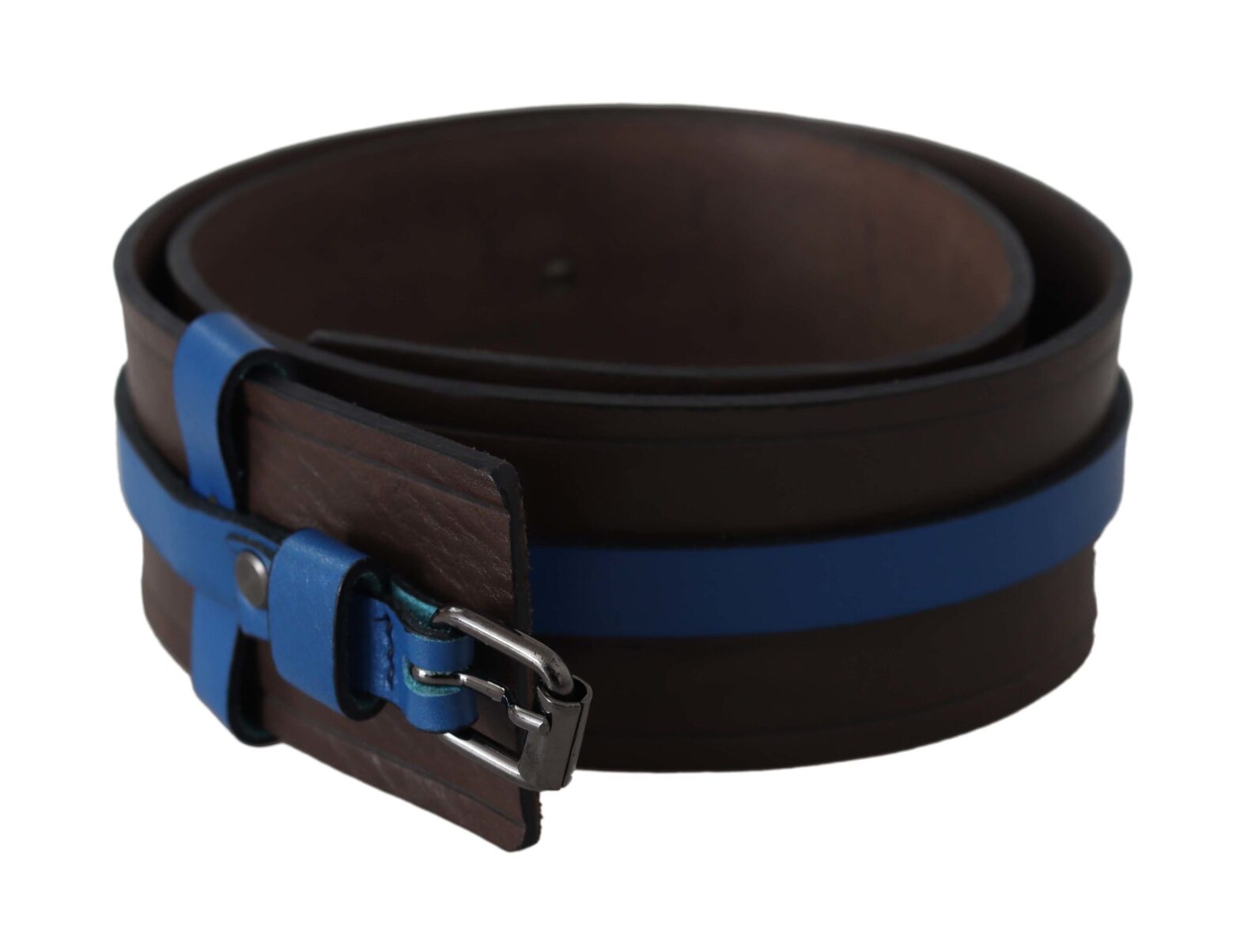 Costume National - Brown Thin Blue Line Leather Buckle Belt