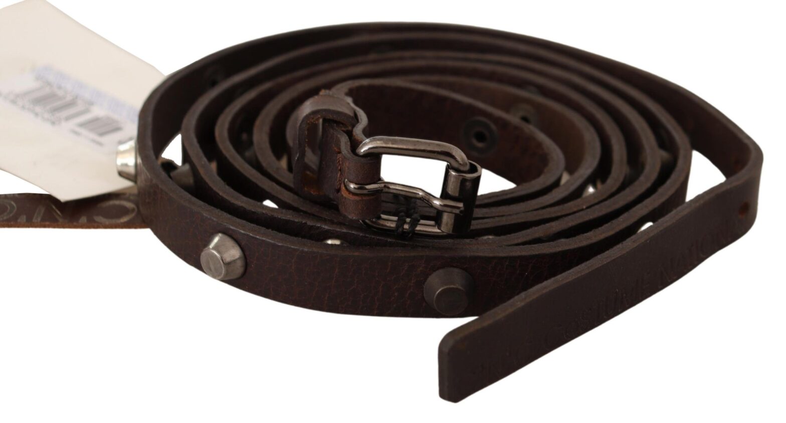 Costume National - Brown Leather Silver Tone Buckle Belt