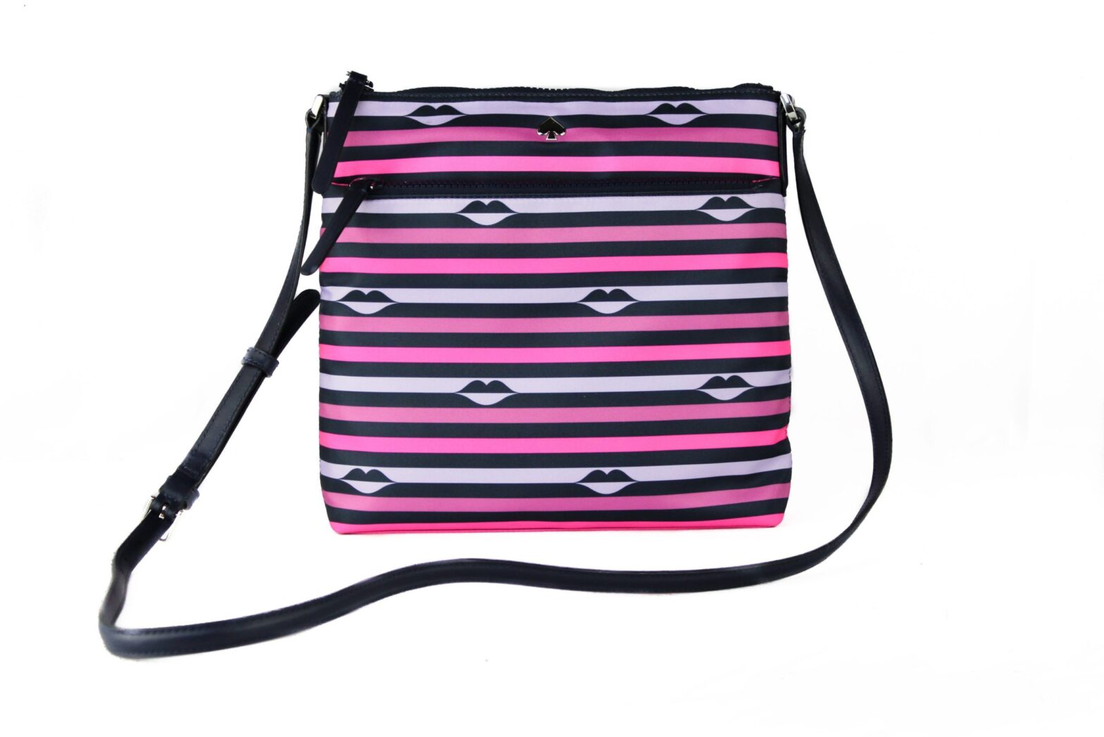 Kate Spade - Jae Nylon Leather Flat Pink Striped Multi Crossbody HandBag Purse