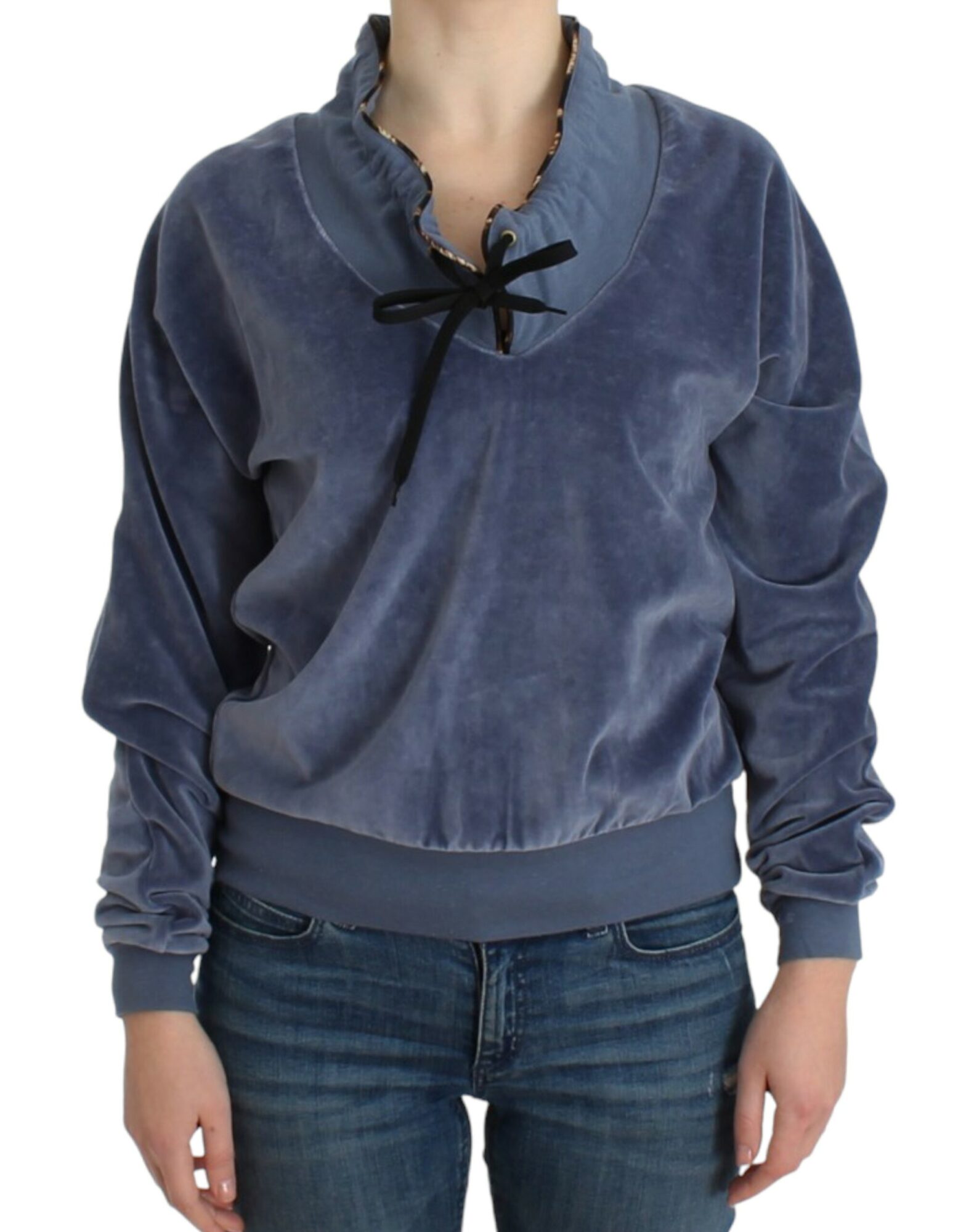 Cavalli - Blue velvet cotton sweater