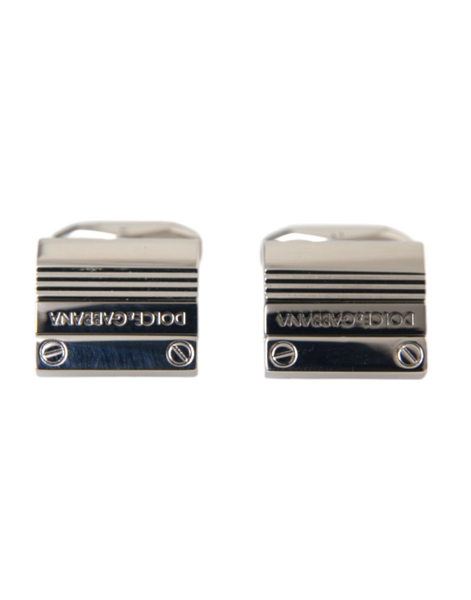 Dolce & Gabbana - Silver Plated Metal Brass DG Logo Pin Cufflinks