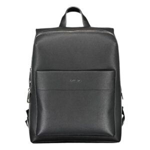 Black Polyester Men Backpack