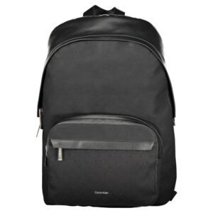 Black Polyester Men Backpack