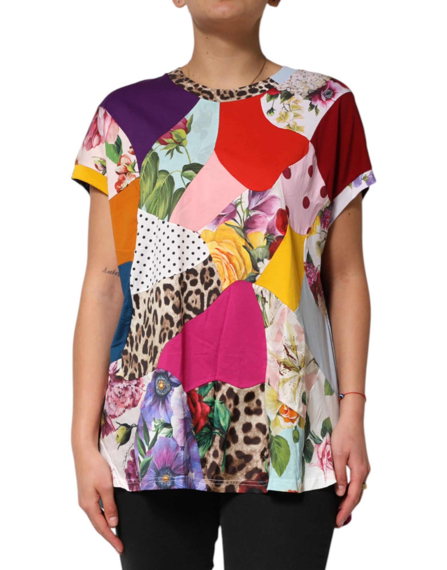 Dolce & Gabbana - Multicolor Patchwork Cotton Silk Blouse Top