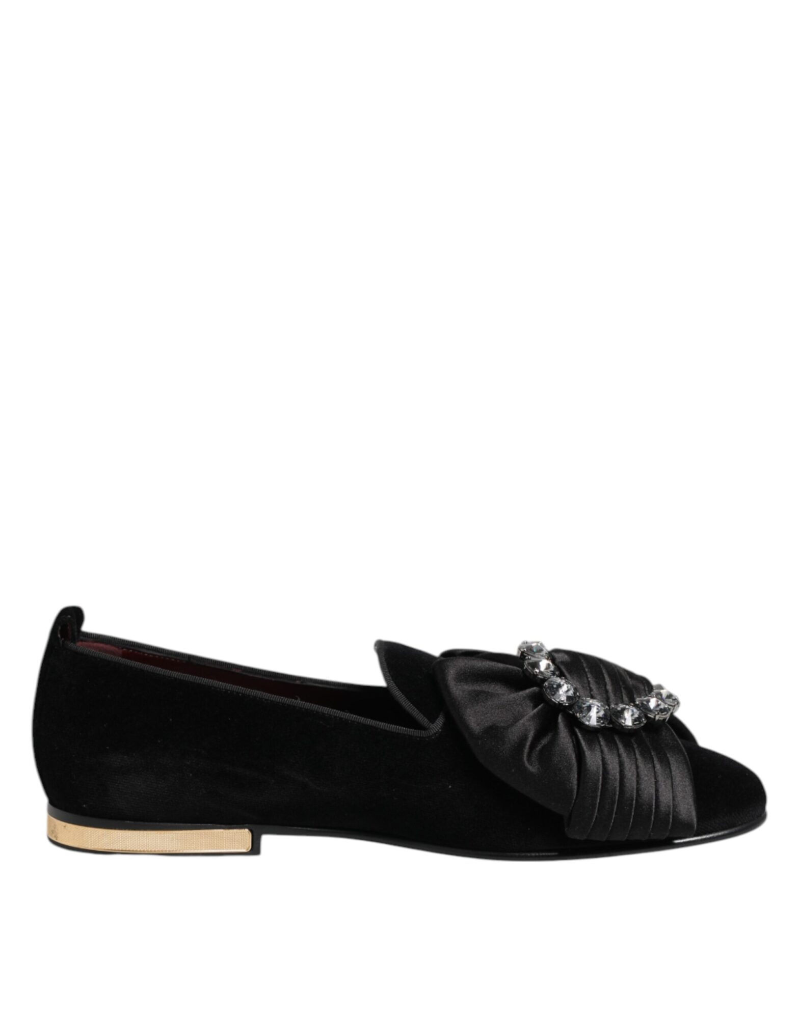 Dolce & Gabbana - Black VATICANO Crystal Ribbon Slip On Shoes