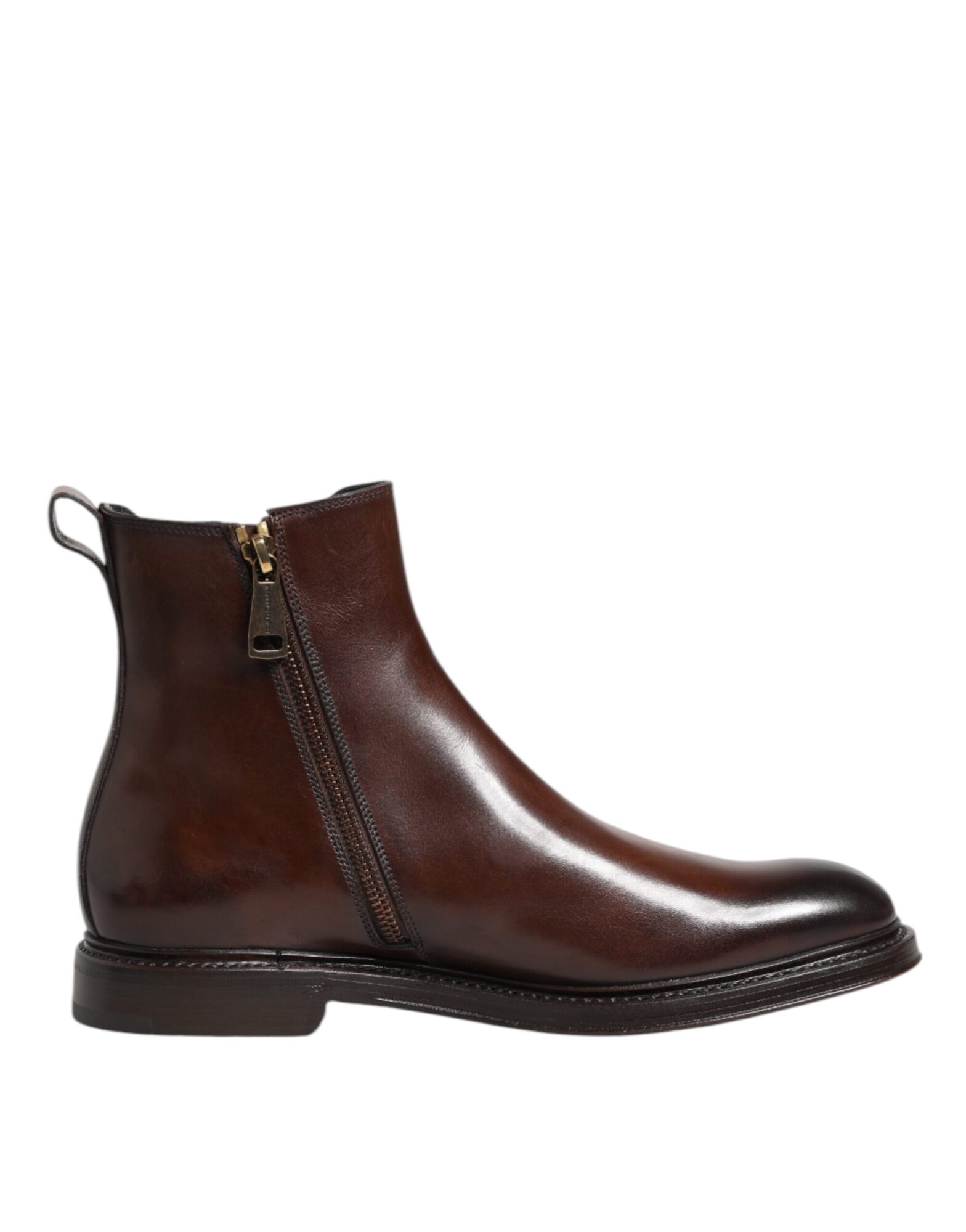 Dolce & Gabbana - Brown Chelsea Leather Mid Calf Boots Shoes