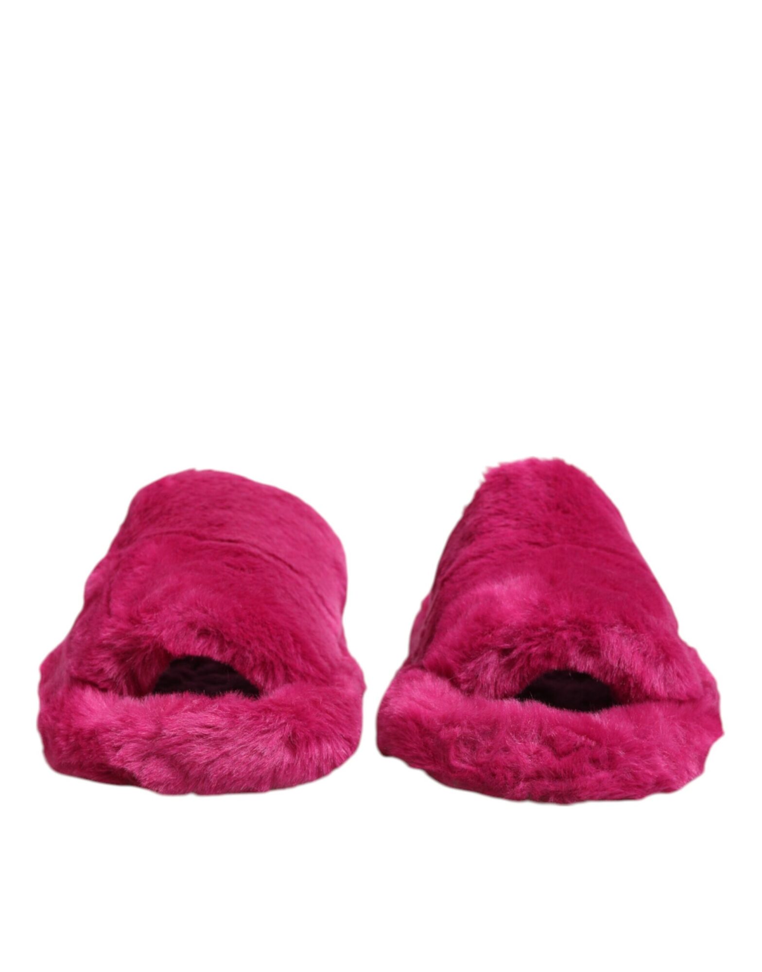 Dolce & Gabbana - Pink Acrylic Faux Fur Mens Flats Sandals Shoes