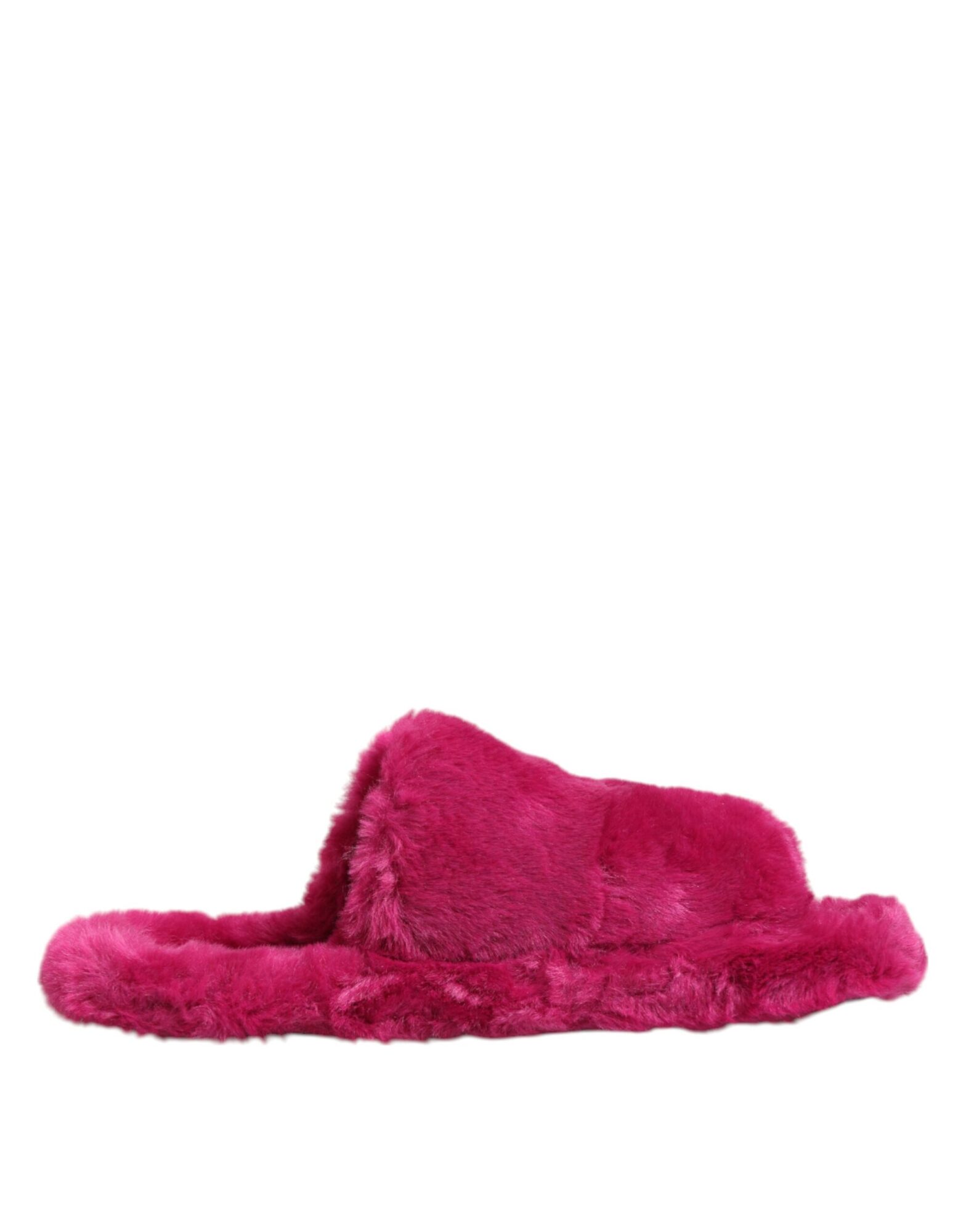 Dolce & Gabbana - Pink Acrylic Faux Fur Mens Flats Sandals Shoes