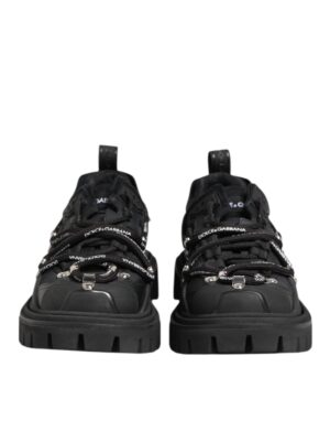 Black Low Top Lace Up Trekking Sneakers Shoes