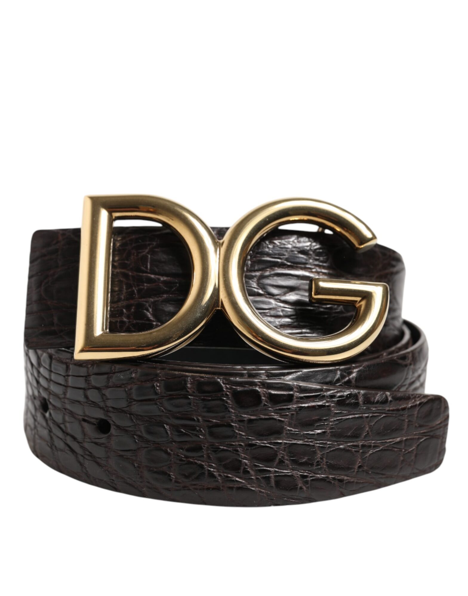 Dolce & Gabbana - Black Exotic Leather DG Logo Buckle Belt