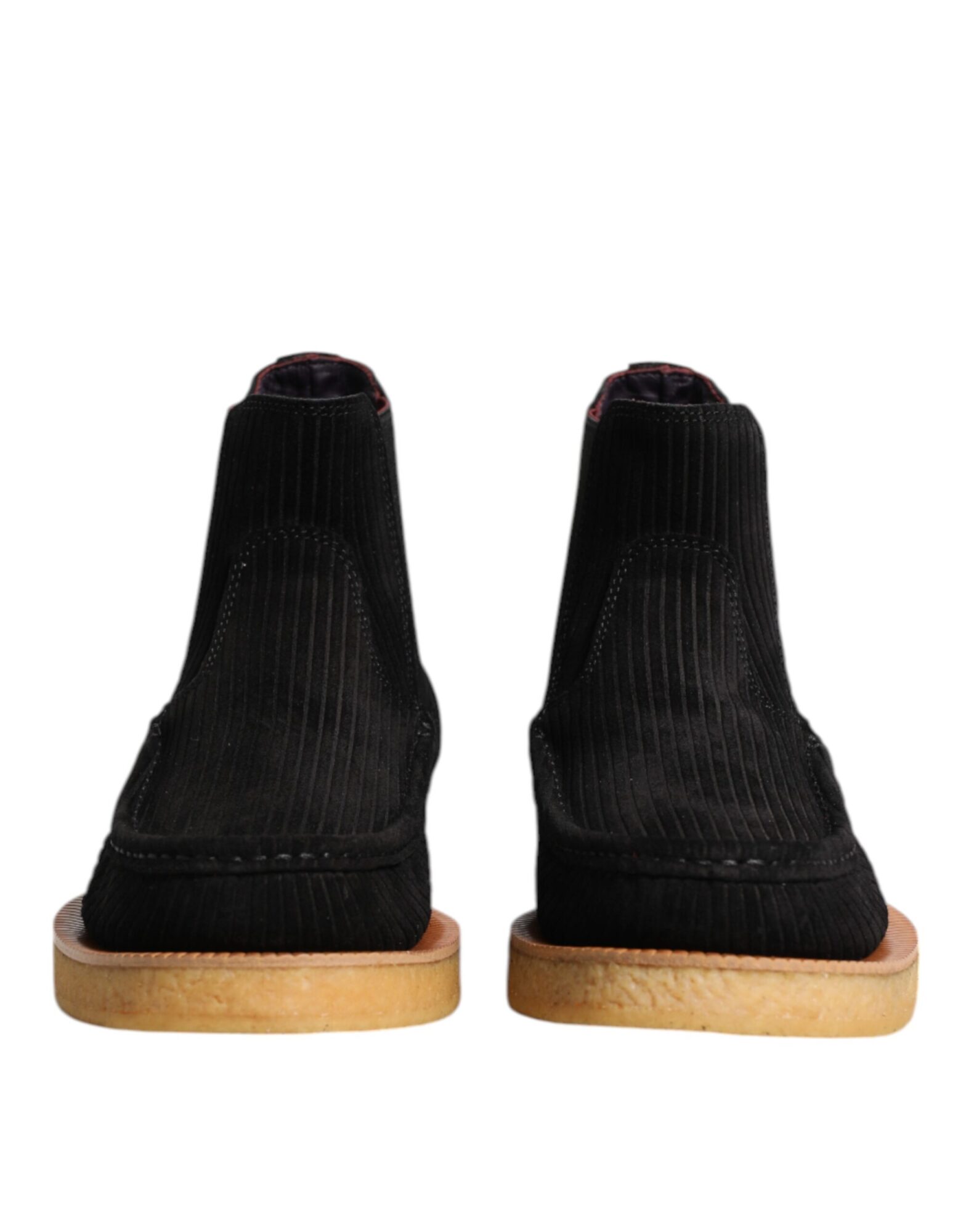 Dolce & Gabbana - Black Calf Suede Slip On Ankle Boots Shoes
