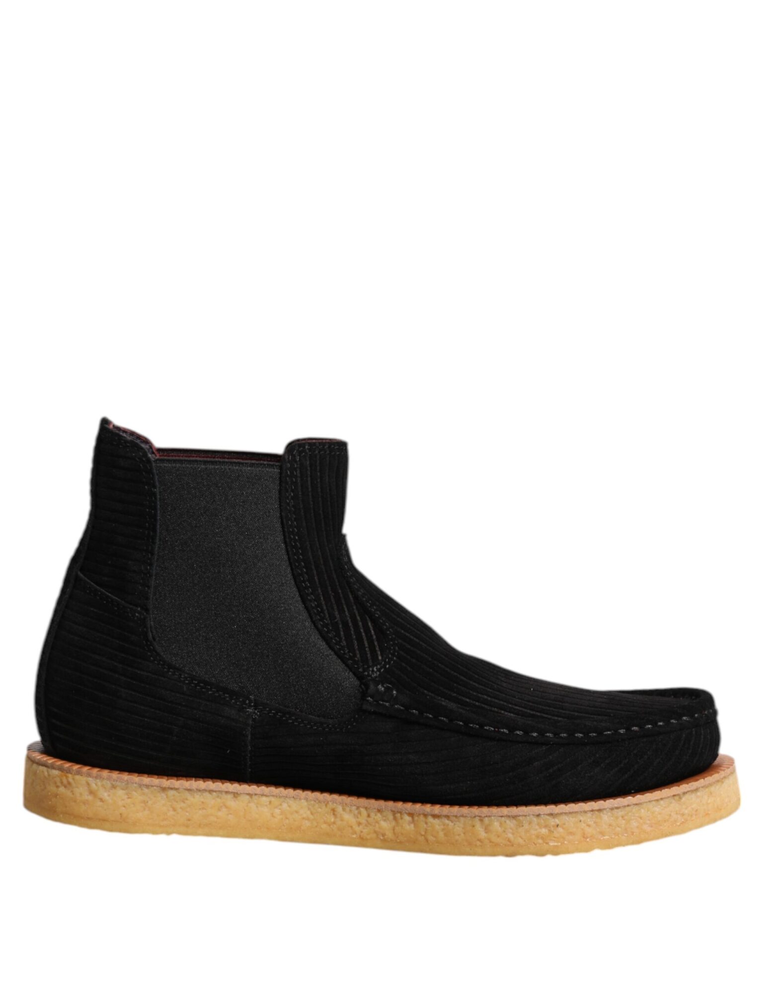 Dolce & Gabbana - Black Calf Suede Slip On Ankle Boots Shoes