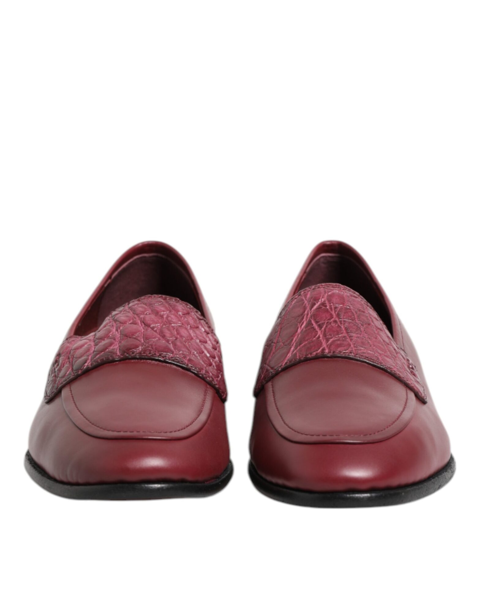 Dolce & Gabbana - Burgundy Leather Formal Slip On Shoes