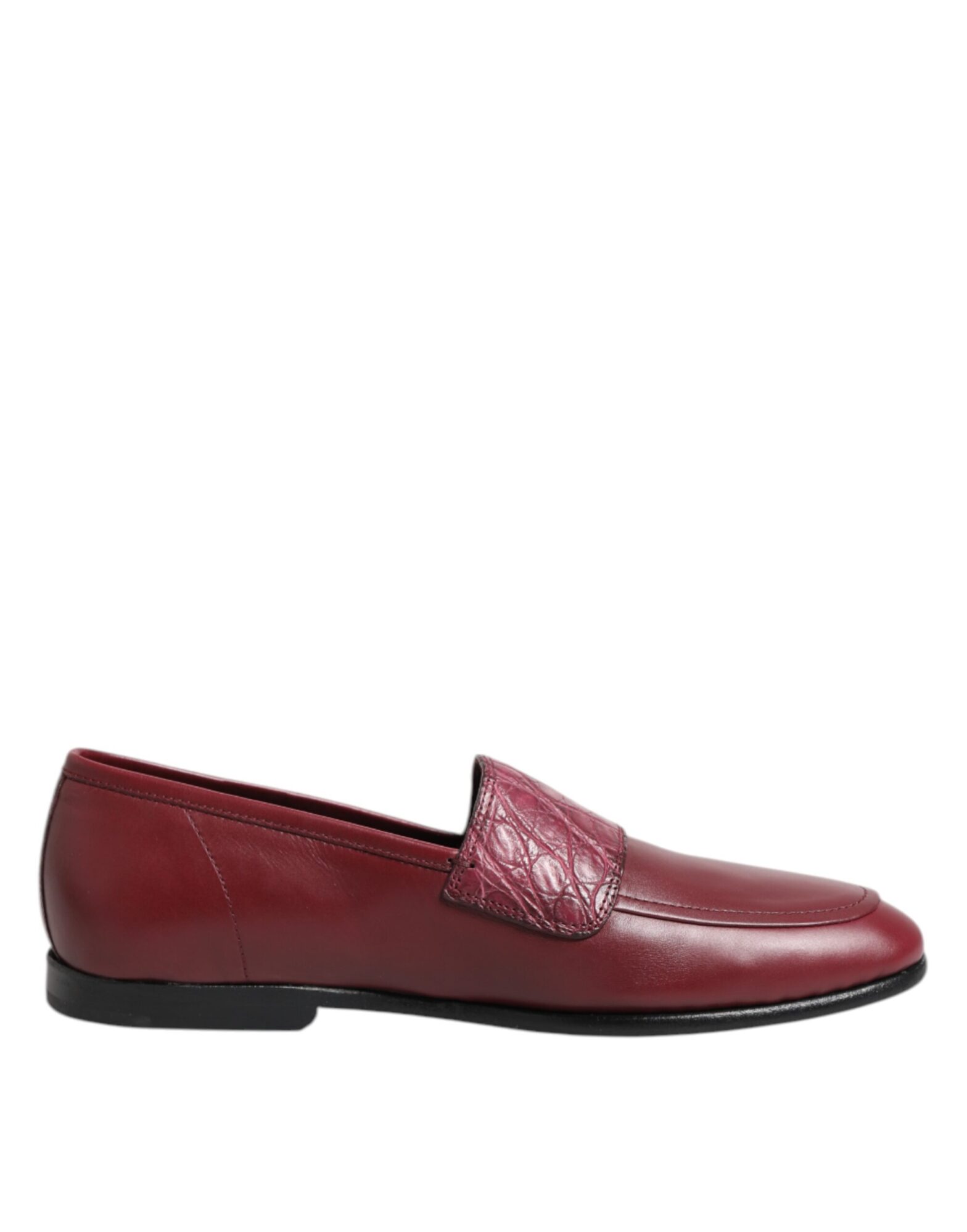 Dolce & Gabbana - Burgundy Leather Formal Slip On Shoes