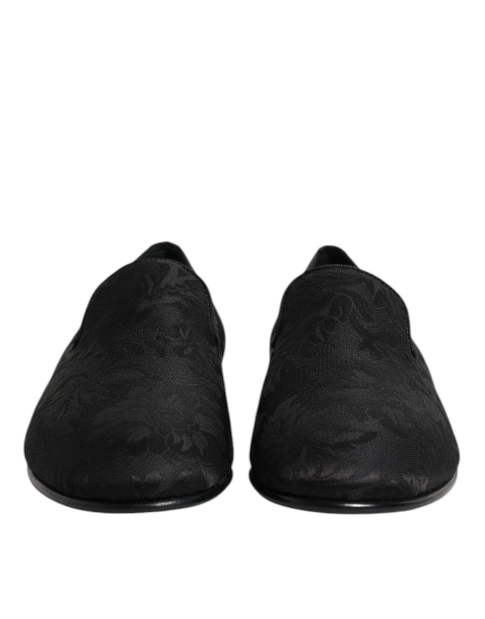 Dolce & Gabbana - Black Floral Brocade Loafers Men Dress Shoes