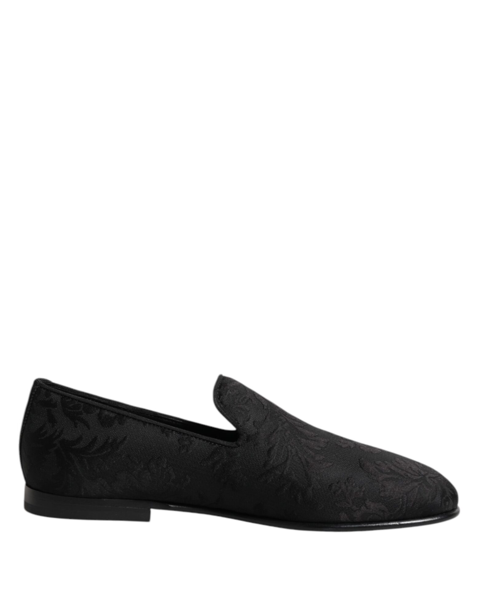 Dolce & Gabbana - Black Floral Brocade Loafers Men Dress Shoes