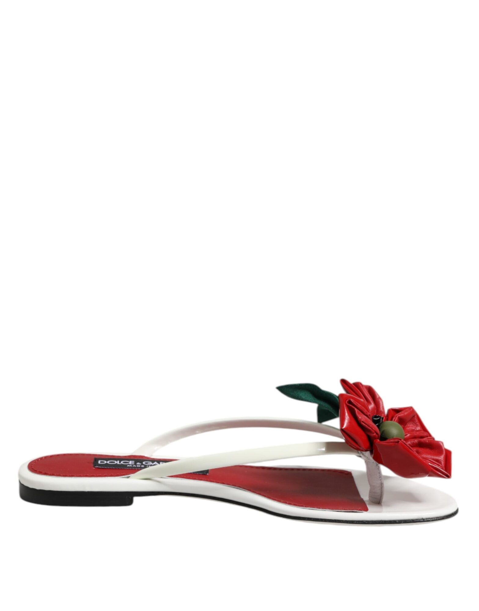Dolce & Gabbana - Red White KEIRA Flower Leather Sandals Shoes