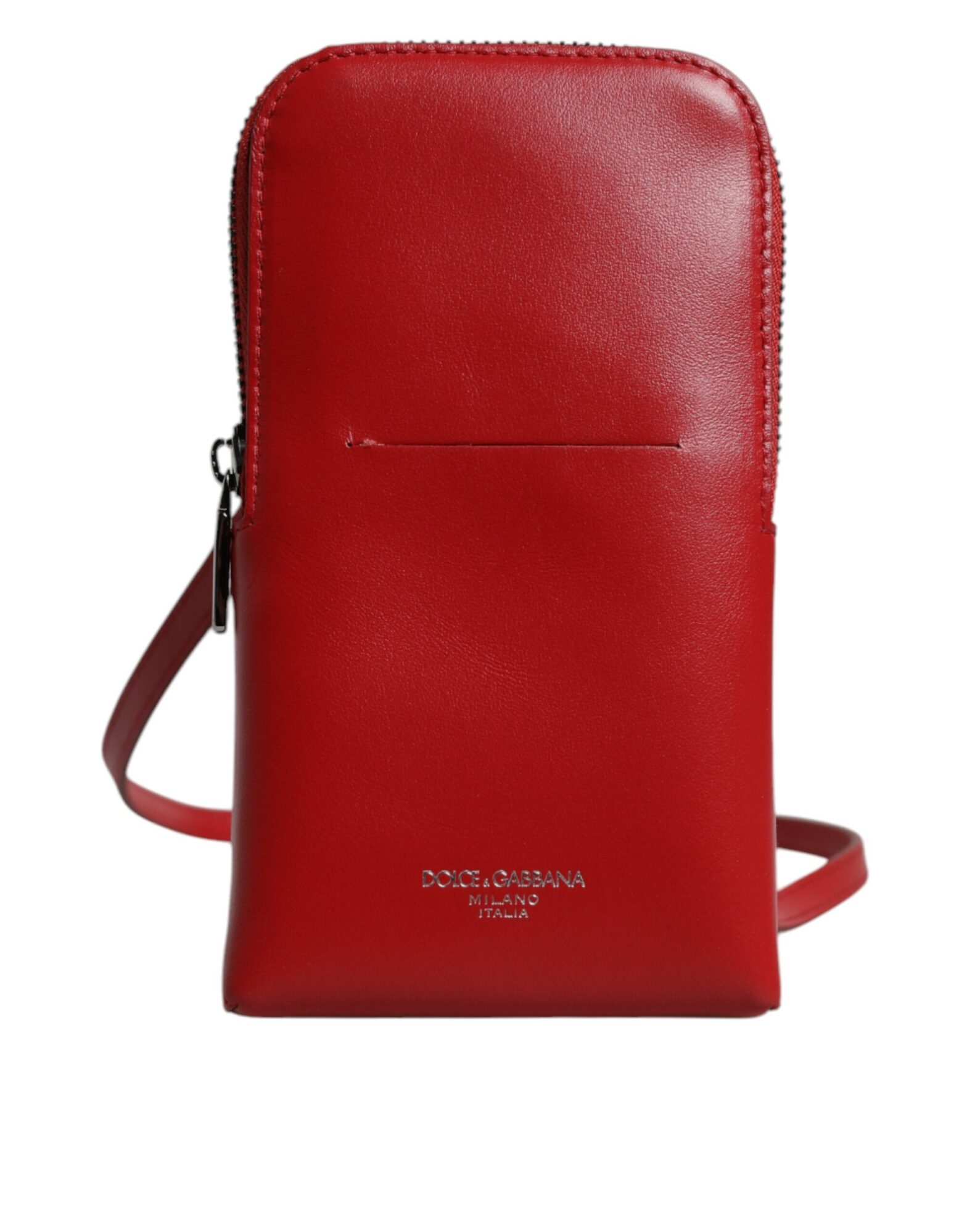 Dolce & Gabbana - Red Leather Purse Phone Sling Crossbody Neck Strap Bag