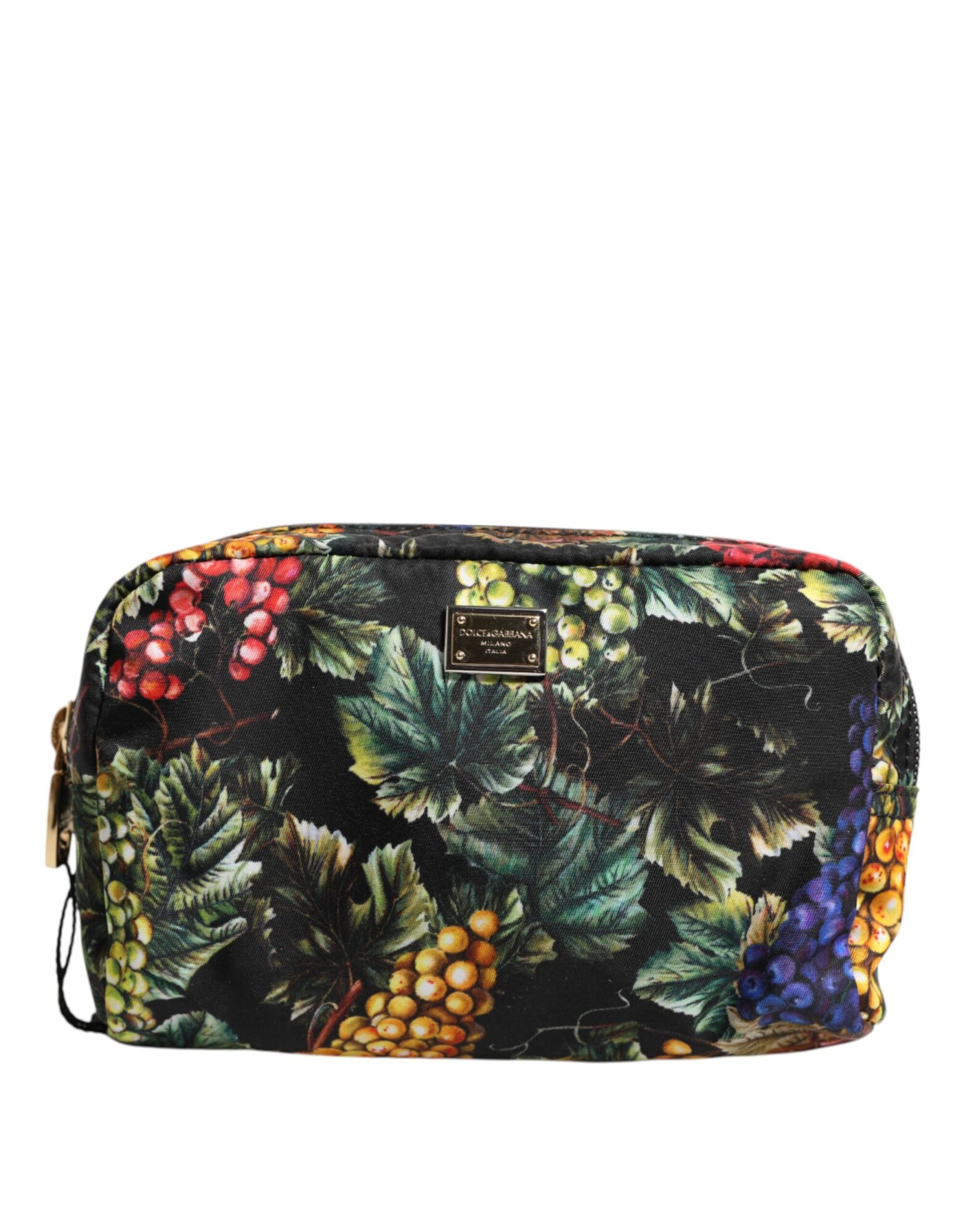 Dolce & Gabbana - Multicolor Grape Print Clutch Logo Plaque Pouch Bag