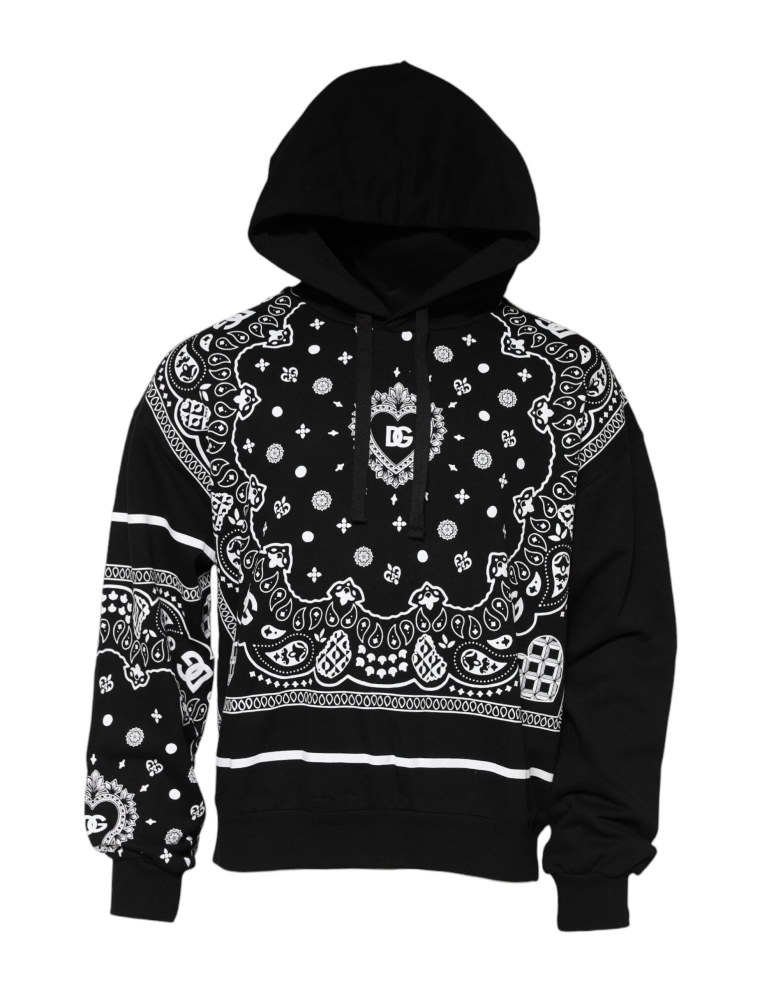 Dolce & Gabbana - Black Bandana Hooded Men Sweatshirt Sweater