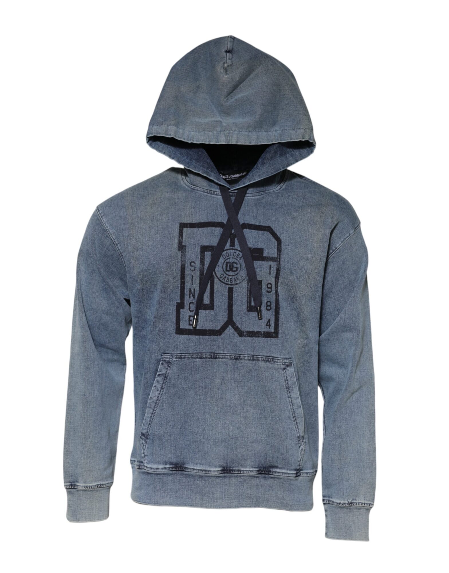 Dolce & Gabbana - Blue Cotton Blend Hooded Sweatshirt Sweater